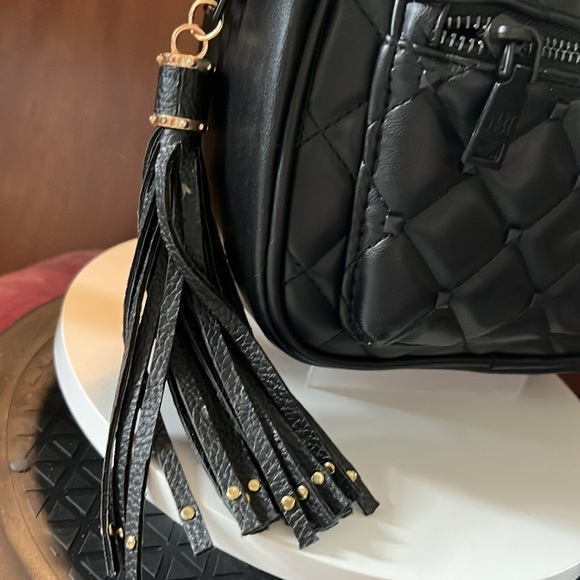 Badgley Mischka Mini Backpack Black Vegan Leather Quilted Puffer front pocke - Picture 12 of 12